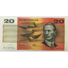 AUSTRALIA 1985 . TWENTY 20 DOLLARS BANKNOTE . JOHNSTON/FRASER . OCR-B TYPE